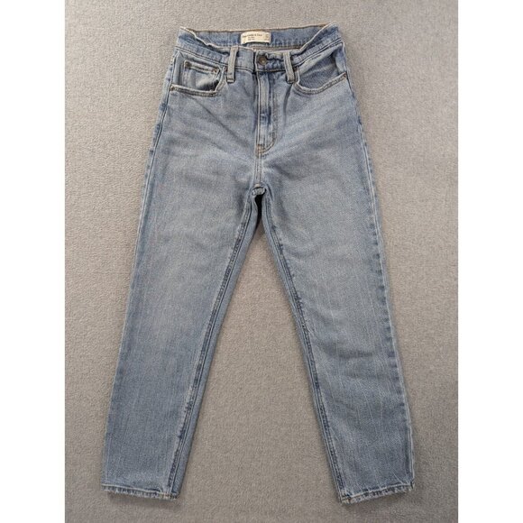 Abercrombie Fitch Jeans Womens Size 00 Blue The Mom High Rise Faded Whiskers Y2K - Picture 1 of 13
